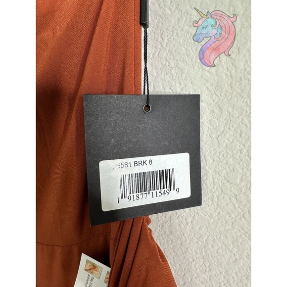 Mac Duggal 26581 Brick Jersey One Shoulder Belted Trumpet Gown Size 8 MSRP $298 - Picture 12 of 12